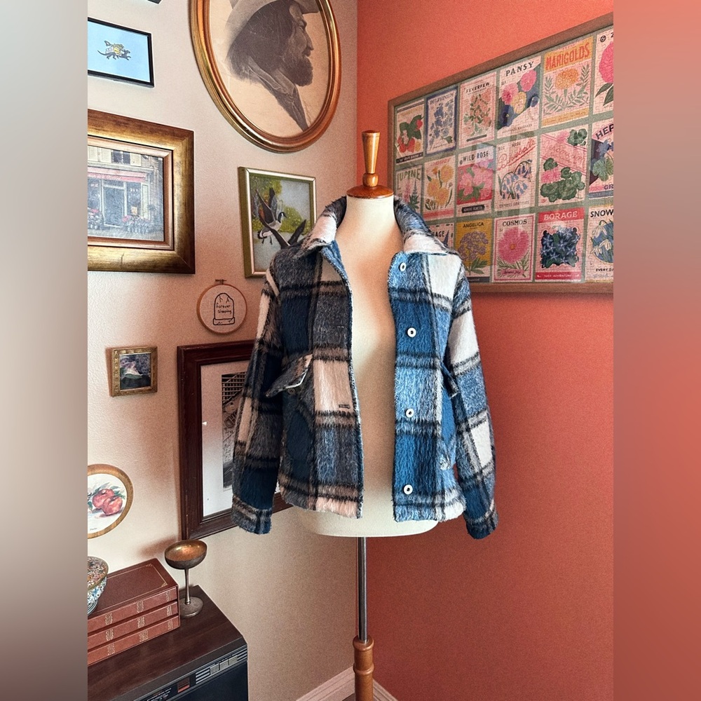 Zara Cropped Plaid Jacket